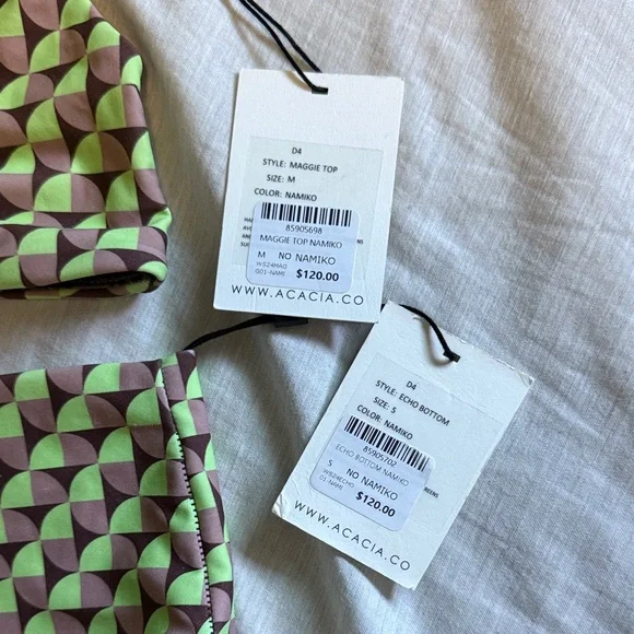 Acacia Swimwear Green and Black Patterned Bikini - Picture 2 of 5